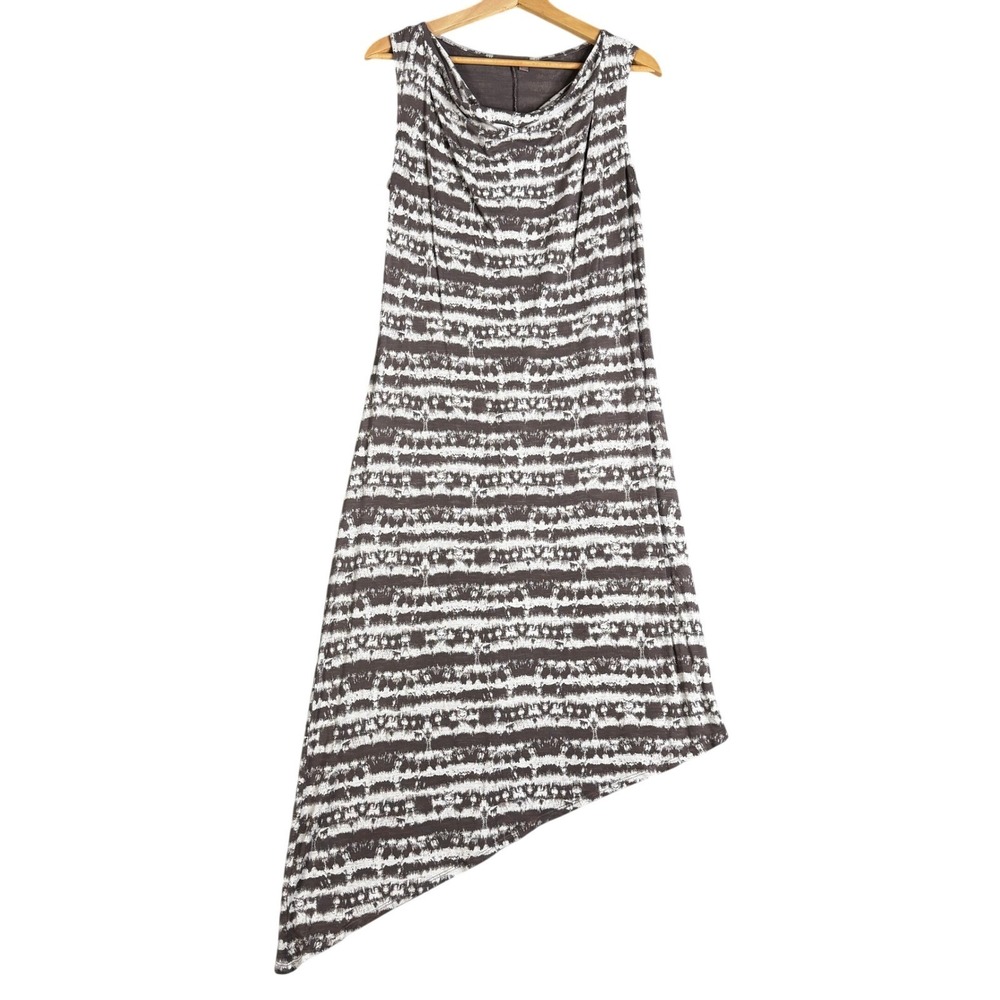Fresh Produce Gray Sierra Striped Hideaway Asymmetrical Hem‎ Dress Small